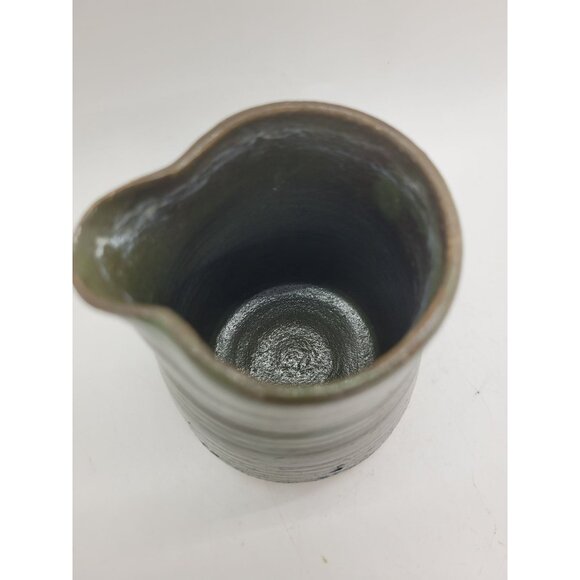Handcrafted Ceramic Pitcher Signed Green Blue Detailing primitive - Picture 2 of 5